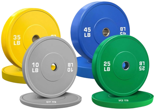 French Fitness Olympic Colored Bumper Plate Set 230 lbs - Blank (New)