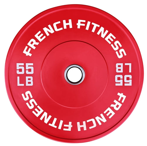 French Fitness Olympic Colored Bumper Plate 55 lbs (New)