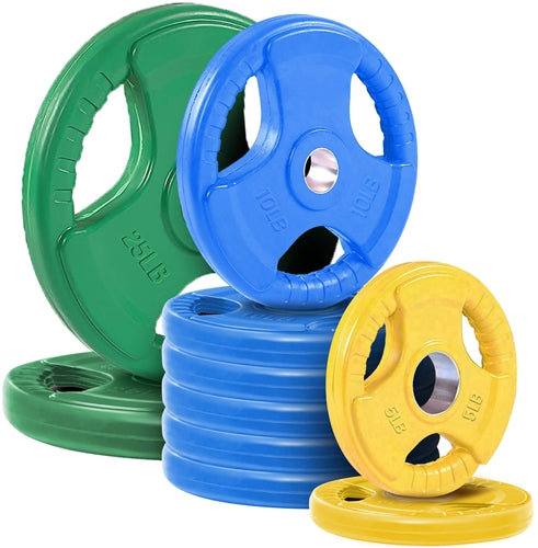 French Fitness Colored Rubber Grip Olympic Plate Set 120 lbs Image