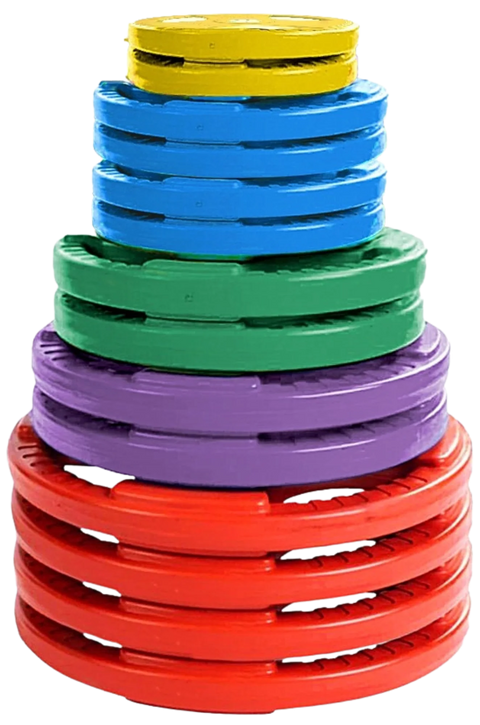 French Fitness Colored Rubber Grip Olympic Plate Set 350 lbs (New)
