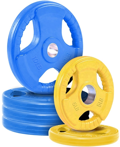 French Fitness Colored Rubber Grip Olympic Plate Set 50 lbs Image