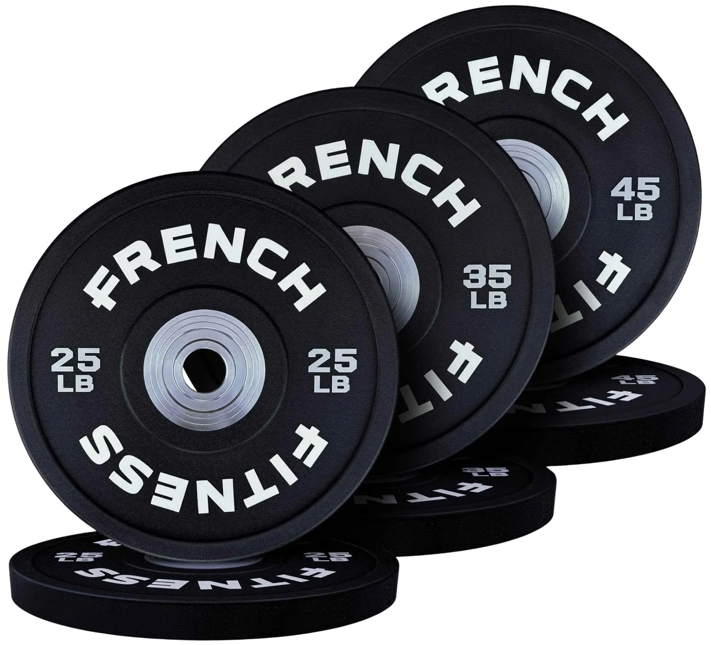 French Fitness Competition Urethane Bumper Plate Set 210 lb Black (New)