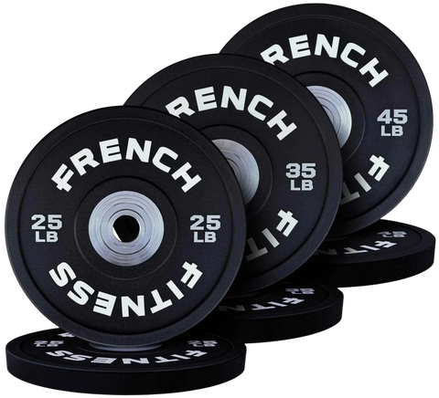 French Fitness Competition Urethane Bumper Plate Set 210 lb Black (New)