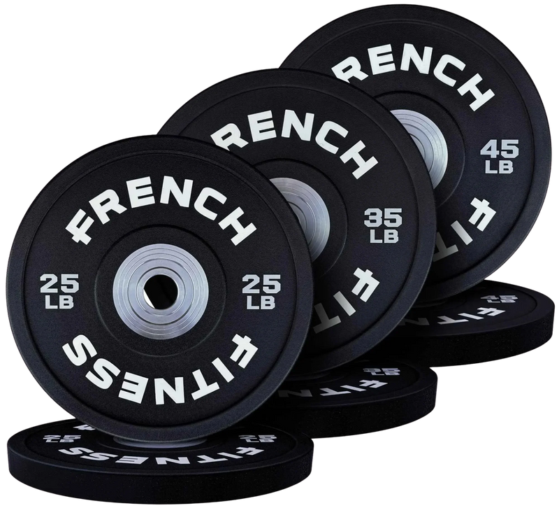 French Fitness Competition Urethane Bumper Plate Set 210 lb Black (New)