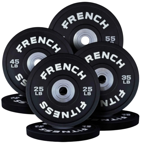French Fitness Competition Urethane Bumper Plate Set 320 lb Black (New)