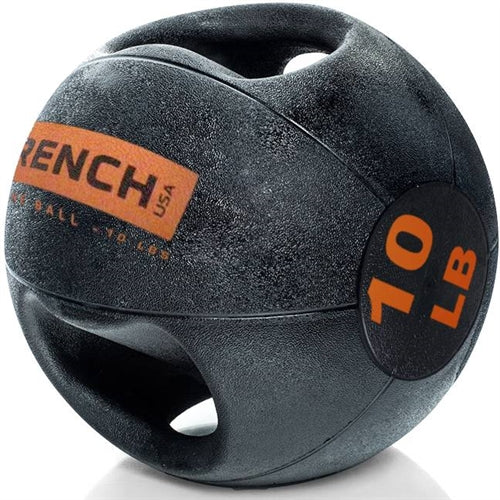 French Fitness Dual Grip Medicine Ball w/Handles 10 lb (New)