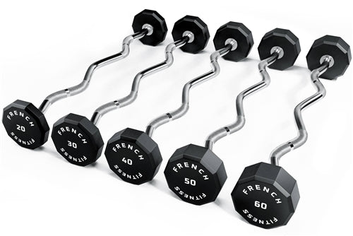 French Fitness EZ Curl Urethane Barbell Bar Set of 5 (20-60 lbs) Image