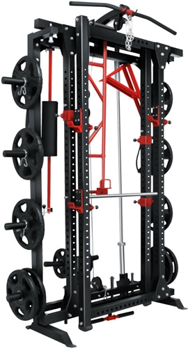 French Fitness Folding Cable Power Rack / Cage, Red/Black (New)