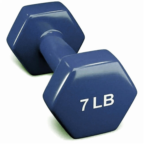 French Fitness Colorful Hex Vinyl Dumbbell 7 lbs - Single Image