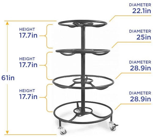 French Fitness Circular 12 Pair Mobile Medicine Ball Rack (New)