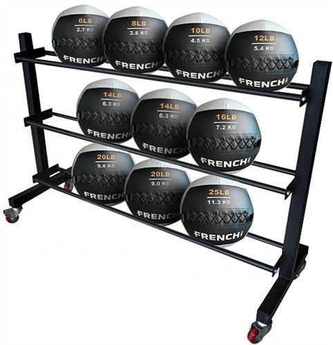 French Fitness Soft Medicine Wall Ball Set of 10 (6 to 25 lbs) w/Rack Image