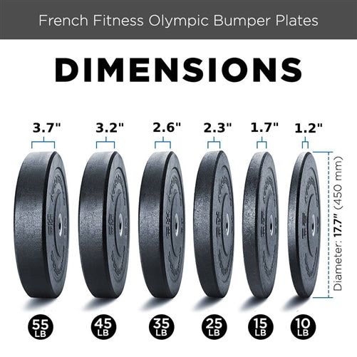 French Fitness Olympic Bumper Plate 15 lbs - Crumb Rubber (New)