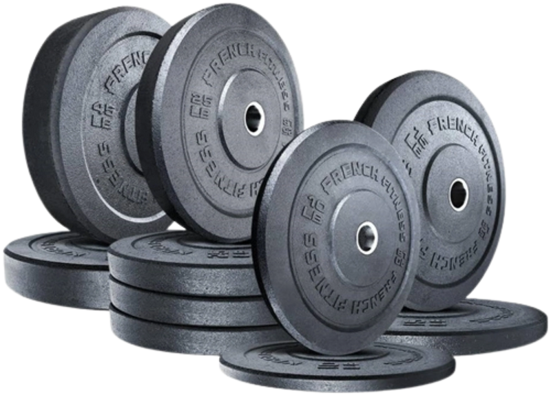 French Fitness Olympic Bumper Plate Set 240 lbs - Crumb Rubber (New)