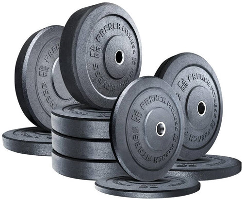 French Fitness Olympic Bumper Plate Set 280 lbs - Crumb Rubber Image