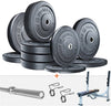 French Fitness Olympic Bumper Plate Set w/7 ft Olympic Bar 325 lbs + Bench - Crumb Rubber Image