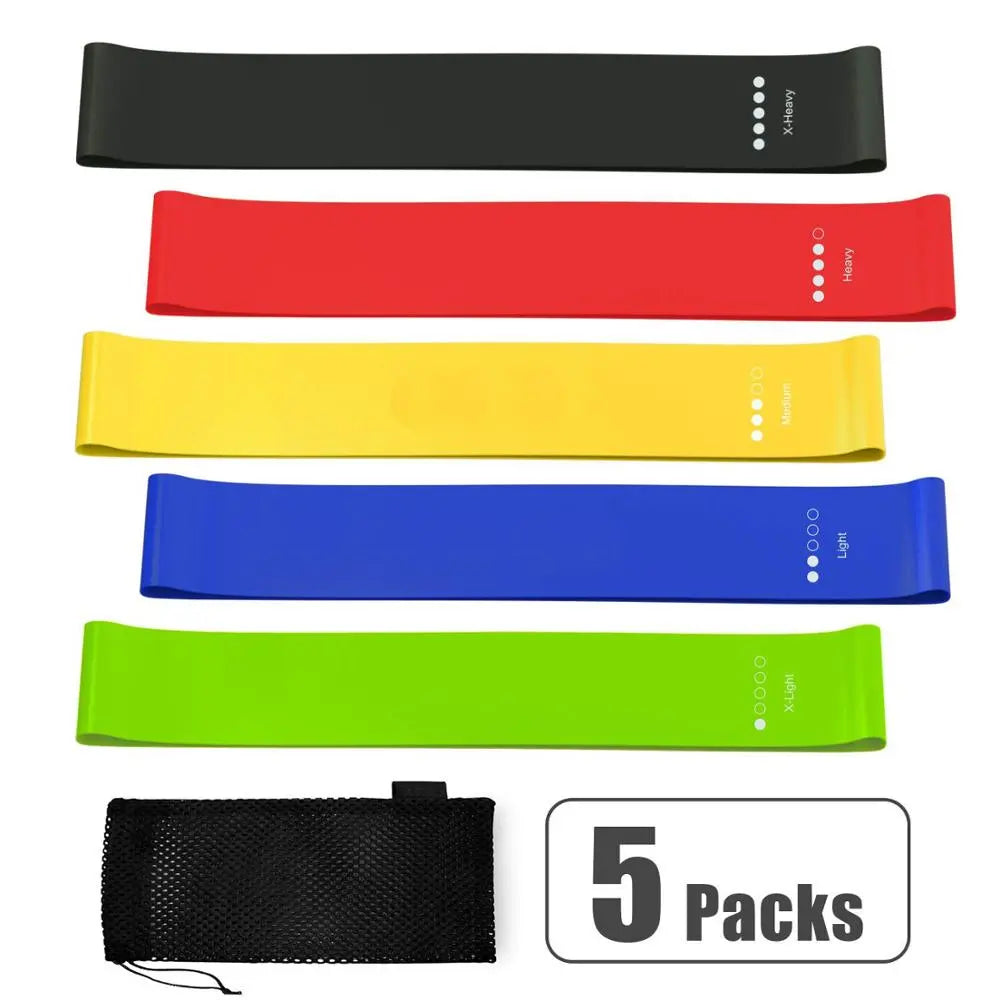 French Fitness Mini Resistance Bands Exercise Loops 600mm x 50mm, Set of 5 (New)