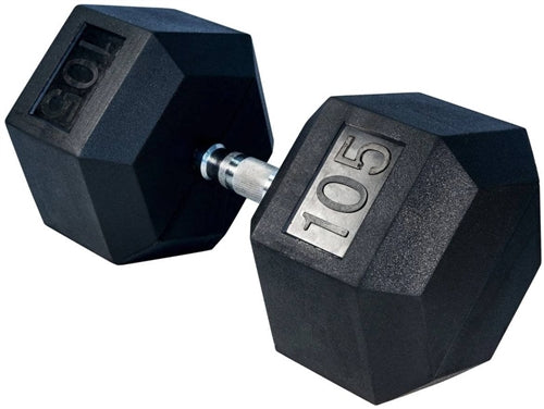 French Fitness Rubber Coated Hex Dumbbell Set 105-120 lbs (New)