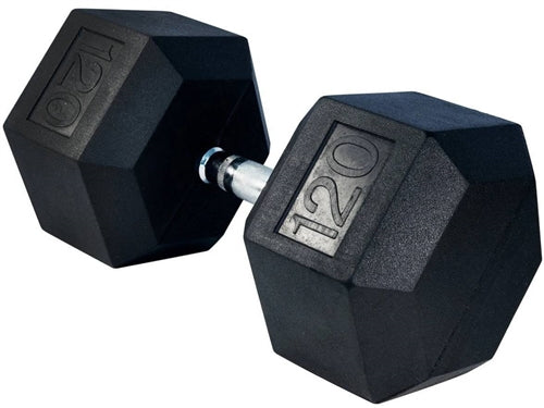 French Fitness Rubber Coated Hex Dumbbell Set 105-120 lbs (New)