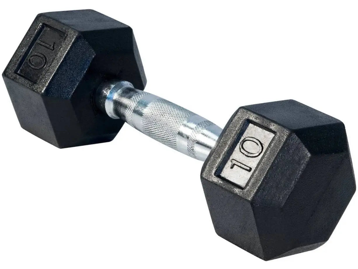 French Fitness Rubber Coated Hex Dumbbell 10 lbs - Single (New)