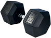 French Fitness Rubber Coated Hex Dumbbell 135 lbs - Single (New)