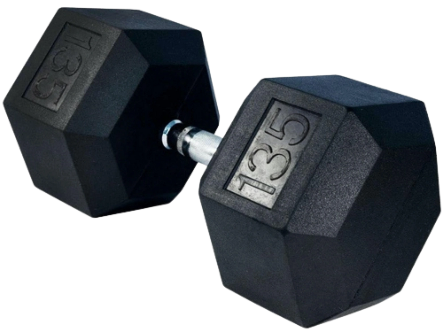 French Fitness Rubber Coated Hex Dumbbell 135 lbs - Single (New)