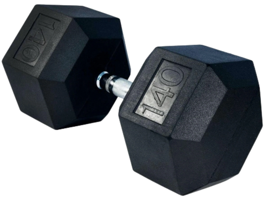 French Fitness Rubber Coated Hex Dumbbell 140 lbs - Single (New)