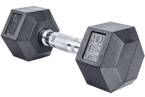 French Fitness Rubber Coated Hex Dumbbell 17.5 lbs - Single Image