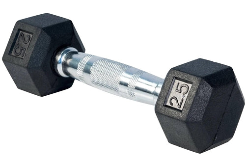 French Fitness Rubber Coated Hex Dumbbell 2.5 lbs - Single Image