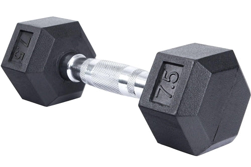 French Fitness Rubber Coated Hex Dumbbell Set 2.5-22.5 lbs - 5 Pair (New)