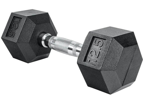 French Fitness Rubber Coated Hex Dumbbell Set 2.5-22.5 lbs - 5 Pair (New)