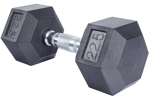 French Fitness Rubber Coated Hex Dumbbell Set 2.5-22.5 lbs - 5 Pair (New)