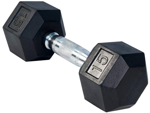 French Fitness Rubber Coated Hex Dumbbell Set 2.5-25 lbs - 10 Pair  (New)