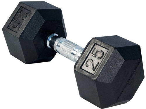 French Fitness Rubber Coated Hex Dumbbell Set 2.5-25 lbs - 10 Pair  (New)