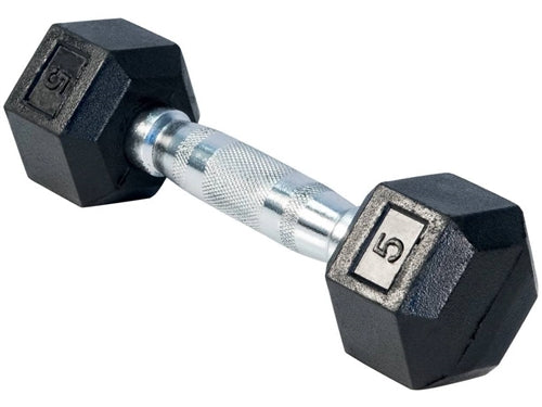 French Fitness Rubber Coated Hex Dumbbell Set 2.5-25 lbs - 10 Pair  (New)