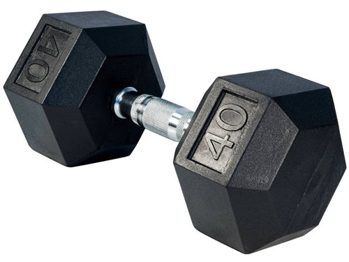 French Fitness Rubber Coated Hex Dumbbell 40 lbs - Single Image