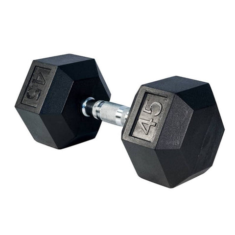 French Fitness Rubber Coated Hex Dumbbell Set 5-100 lbs (New)