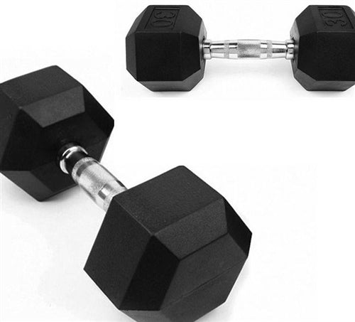 French Fitness Rubber Coated Hex Dumbbell Set 5-100 lbs (New)