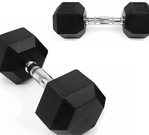 French Fitness Rubber Coated Hex Dumbbell Set 5-100 lbs (New)