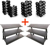 French Fitness Rubber Hex Dumbbell Set 5-100 lbs w/(2) 3 Tier Dumbbell Racks Image