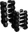 French Fitness Rubber Coated Hex Dumbbell Set 5-50 lbs (New)