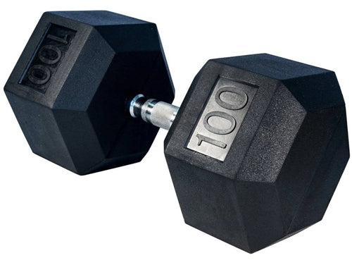 French Fitness Rubber Coated Hex Dumbbell Set 55-100 lbs (New)