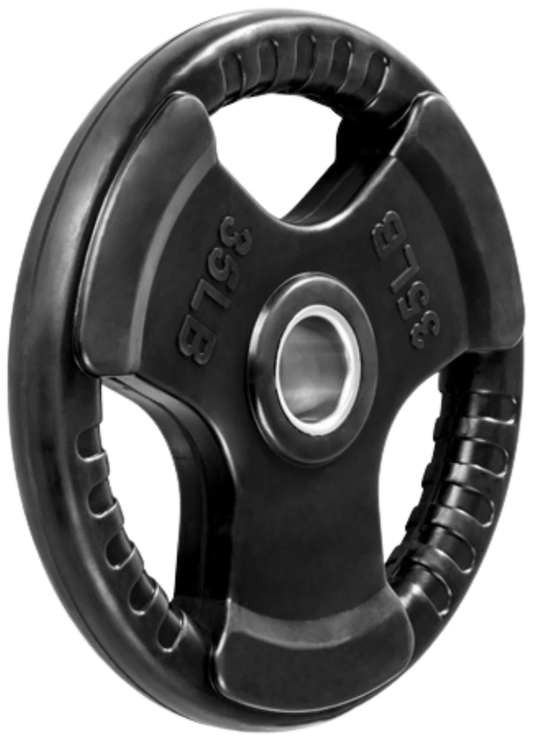 French Fitness Rubber Grip Olympic Plate 35 lbs Black (New)