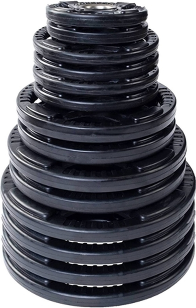 French Fitness Rubber Grip Olympic Weight Plate Set 350 lbs (New)