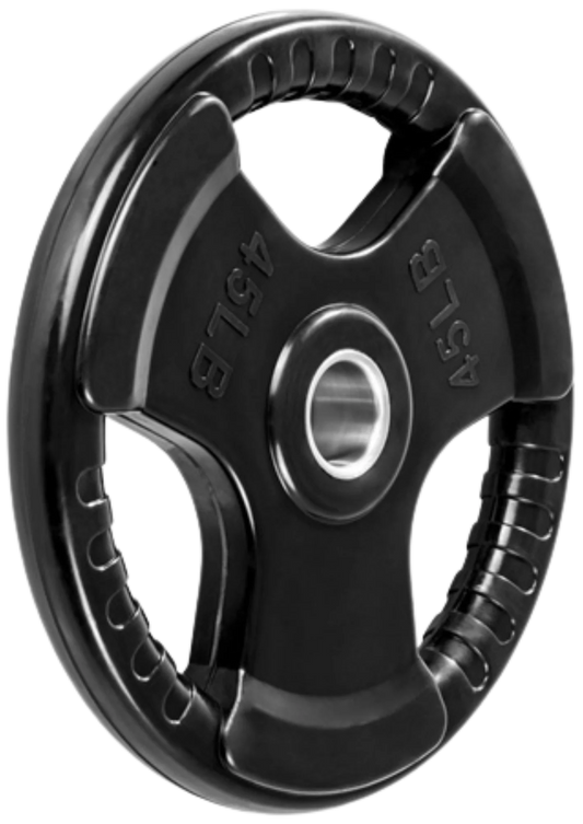 French Fitness Rubber Grip Olympic Plate 45 lbs Black (New)