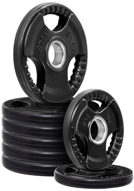 French Fitness Rubber Grip Olympic Weight Plate Set 70 lbs (New)