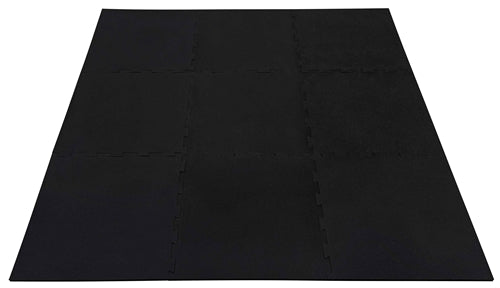 French Fitness 24" x 24" Rubber Gym Interlocking Tiles w/Edge, Middle, Corner Pieces (New)