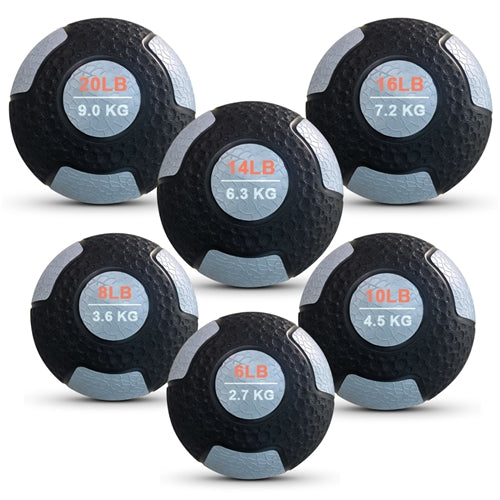 French Fitness Rubber Medicine Ball Set of 6 (6 to 20 lbs) Image