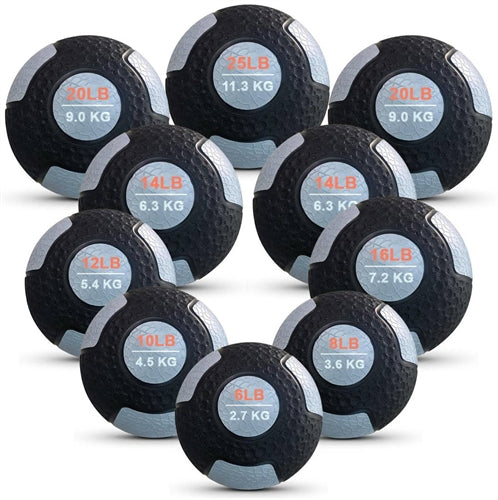 French Fitness Rubber Medicine Ball Set of 10 (6 to 25 lbs) w/Rack (New)