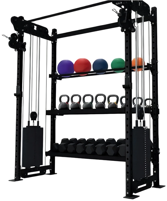 French Fitness Rig & Rack Functional Trainer w/3 Tier Storage 49" (New)