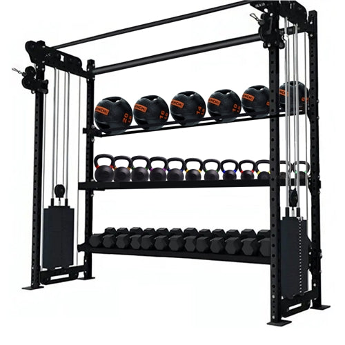 French Fitness Rig & Rack Functional Trainer w/3 Tier Storage 78" Image